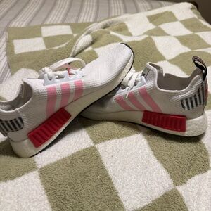 Adidas White and Pink Sneakers with Red Accents